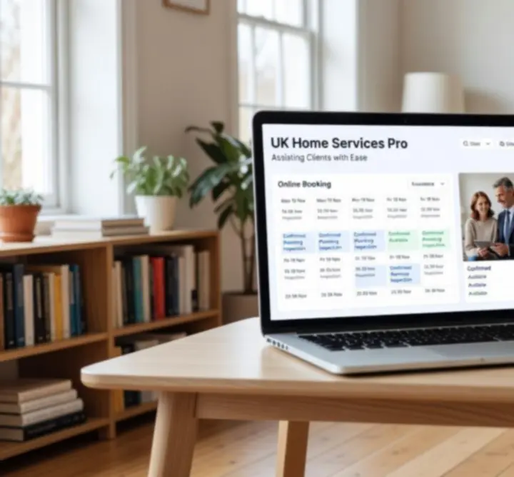 UK home booking illustration with a calendar and household services