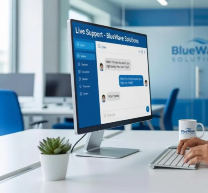 Support agent chatting with a customer online